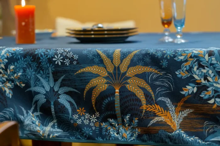 Nappe Jade polyester kaki/bleu paon – Image 2