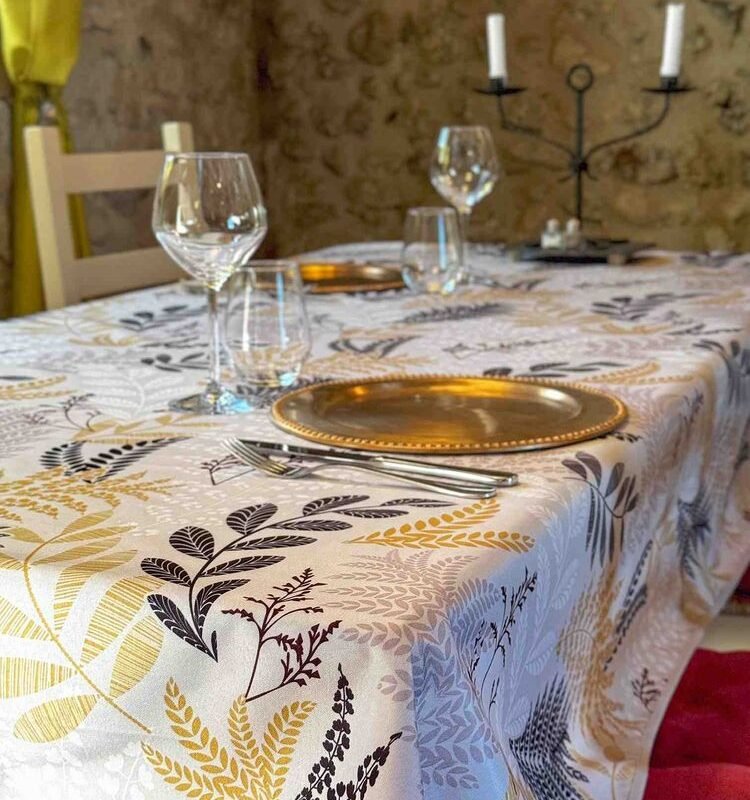 Nappe lou polyester jaune / gris