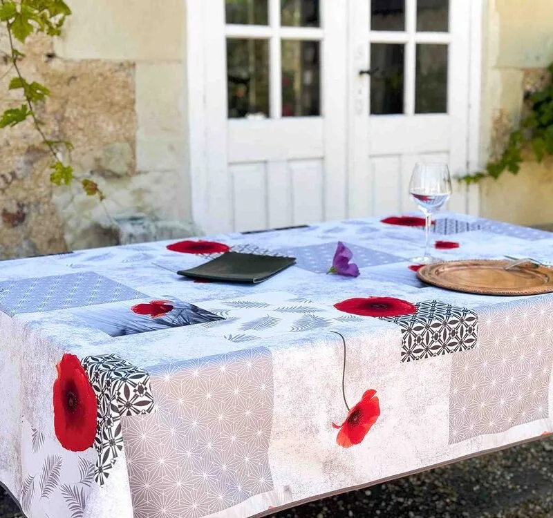 Nappe polyester Enola - Pavots Coquelicots | Ronde des Nappes