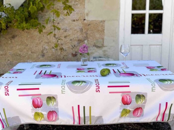 nappe polyester sur mesure Macaron blanc
