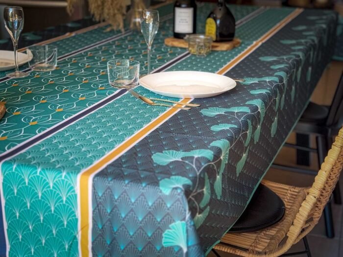 nappe polyester sur mesure Lustre bleu