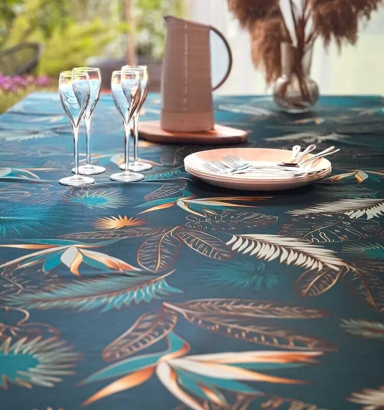 Nappe polyester Enola - Sur Mesure Vahina Bleu | Ronde des Nappes