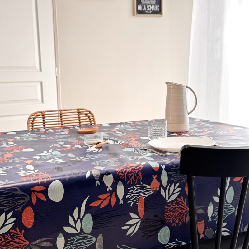 Toile cirée Déco modèle Polynésie bleu