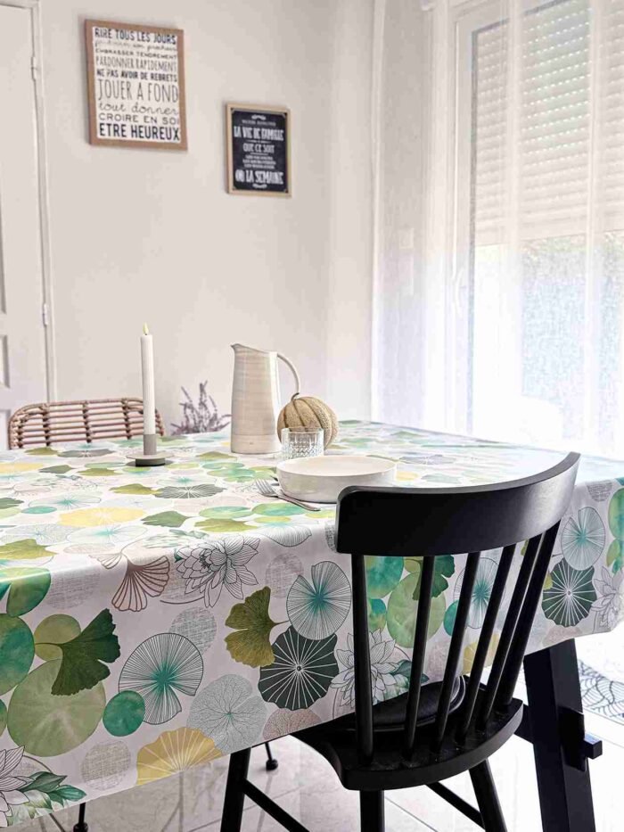 Toile cirée déco Gingko vert