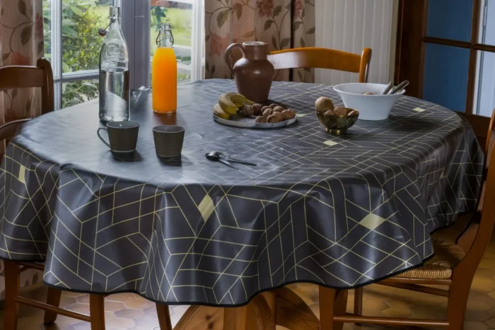 Toile cirée déco louvre anthracite – Image 2