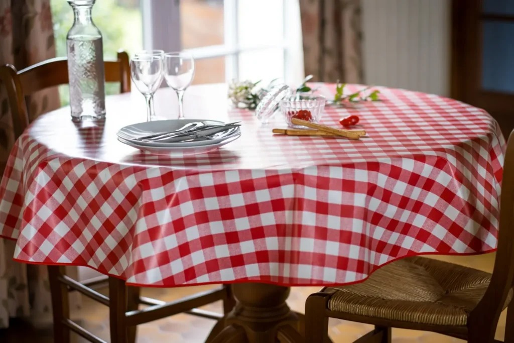 nappe ronde vichy sur table ronde