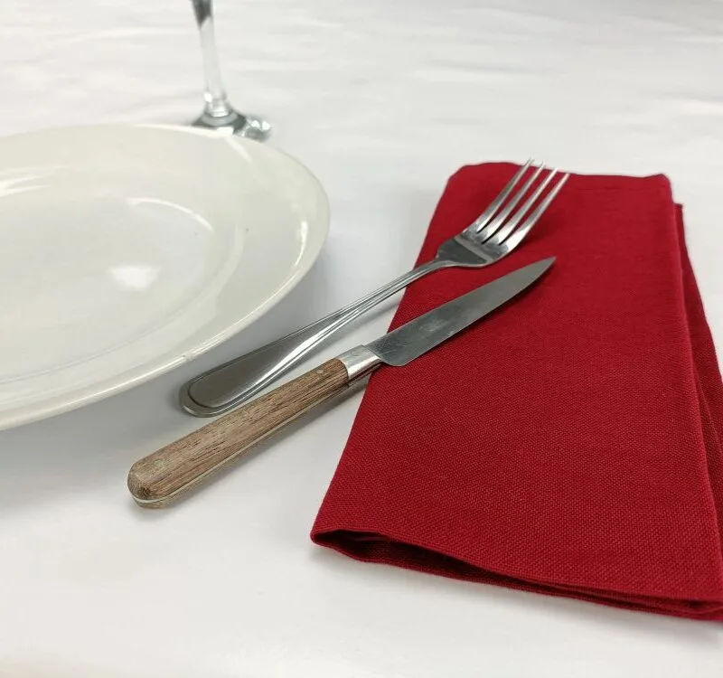 Serviette de table uni coton - Serviette Table Rouge Bordeaux | Ronde des Nappes