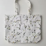 Tote bag artisanal coton enduit imperméable – doublure polyester effet lin, motifs fleuris Ayelen, confection main