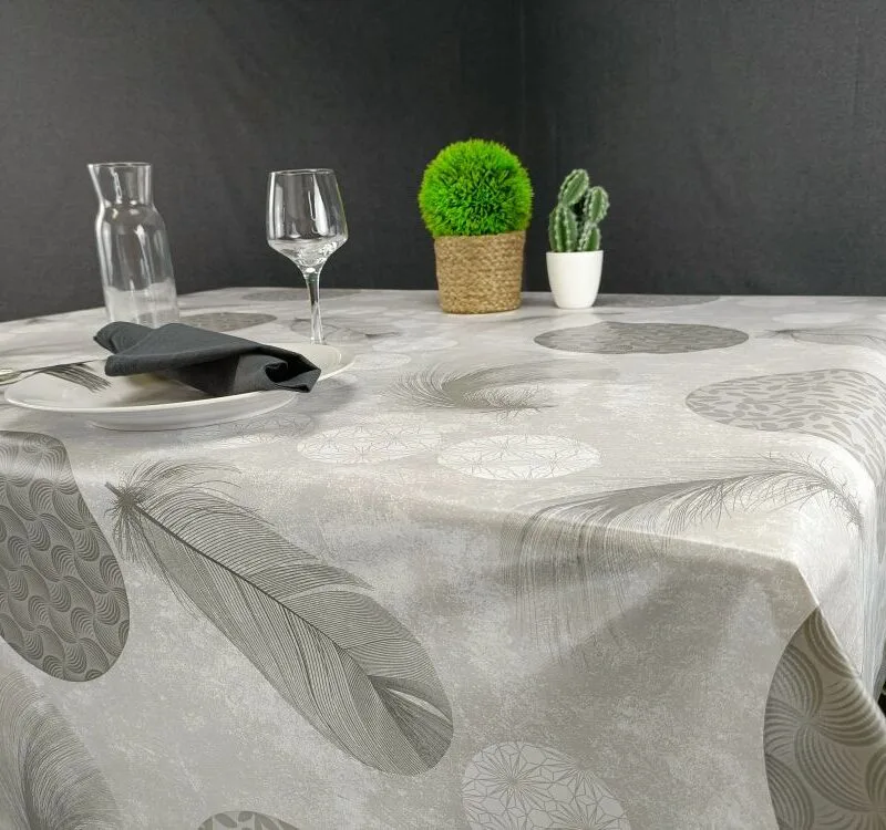 Toile cirée déco Duvet gris - Toile Ciree Duvet Gris | Ronde des Nappes