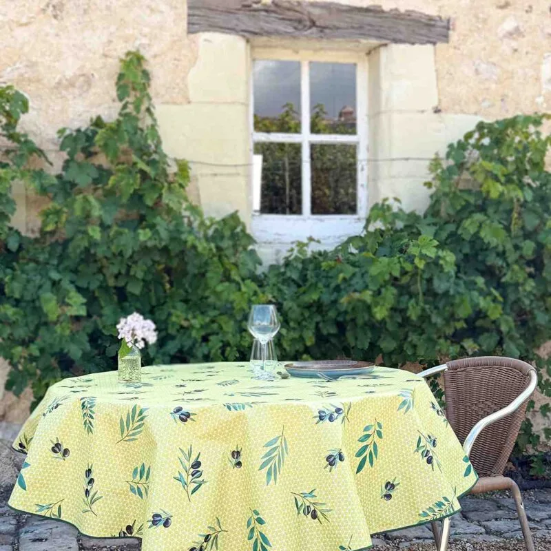 Toile cirée Ampus vert - Toile Ciree Standard Ampus | Ronde des Nappes
