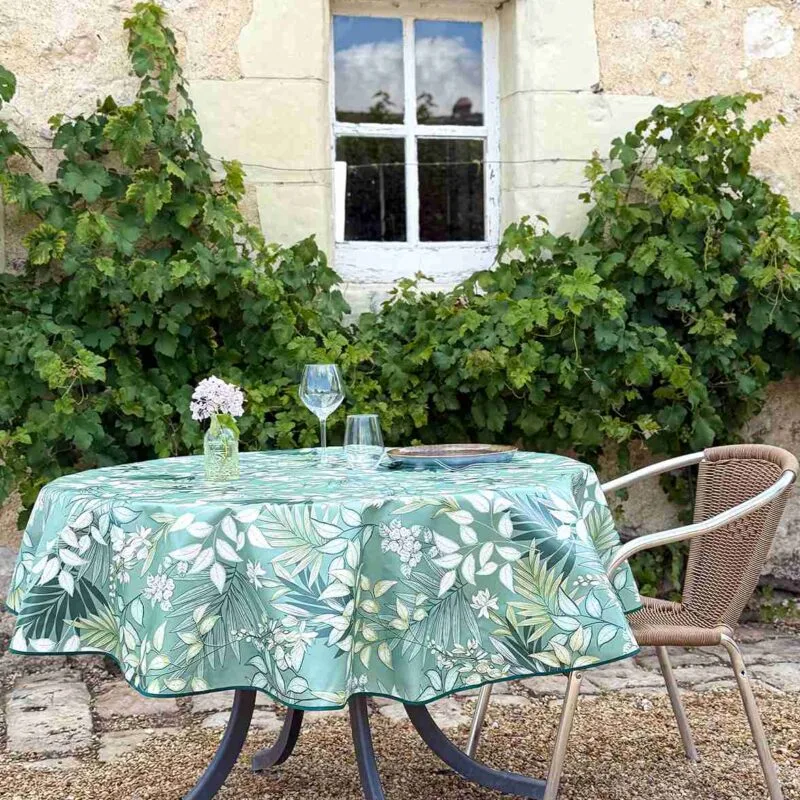 Toile cirée Ampus vert - Toile Ciree Standard Paloma | Ronde des Nappes