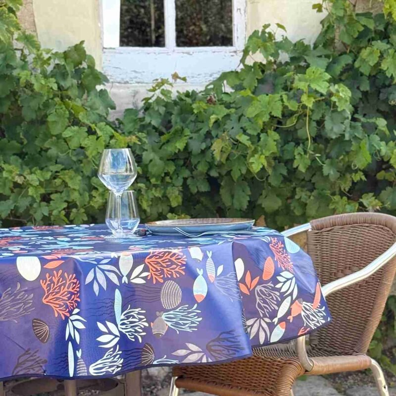 Toile cirée Polynésie bleu