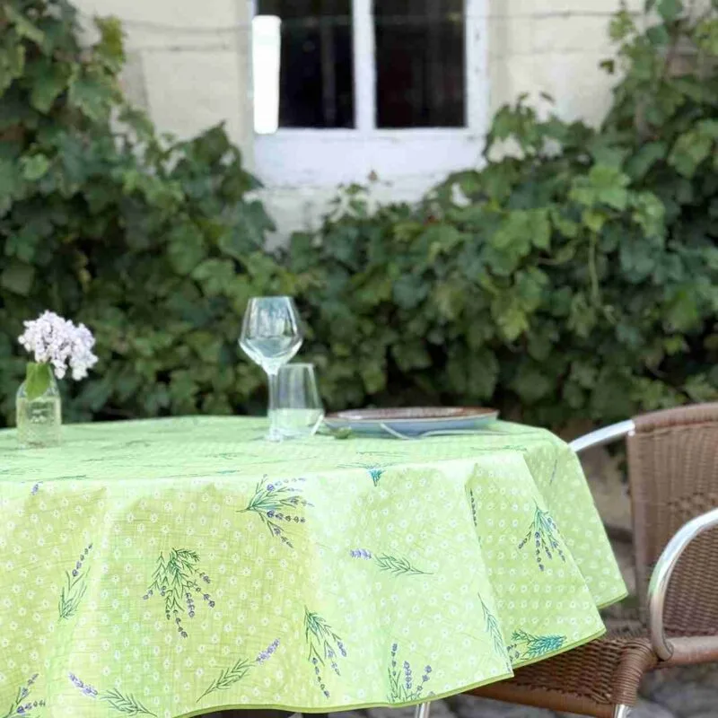 Toile cirée Ampus vert - Toile Ciree Standard Saint | Ronde des Nappes