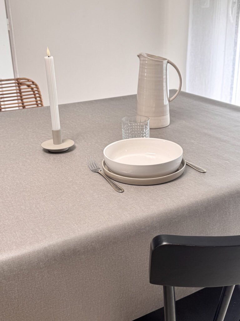 Toile cirée rectangulaire Uni Effet Gris - Toile Ciree Coton Molletonnee | Ronde des Nappes