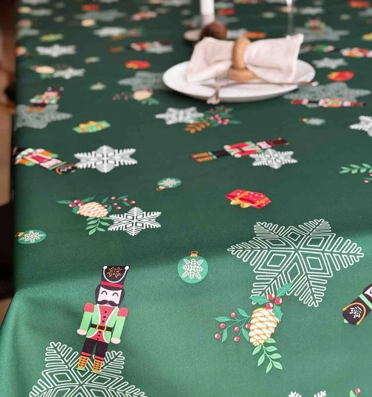 Nappe polyester Flocon - Petit Soldat Vert Casse | Ronde des Nappes