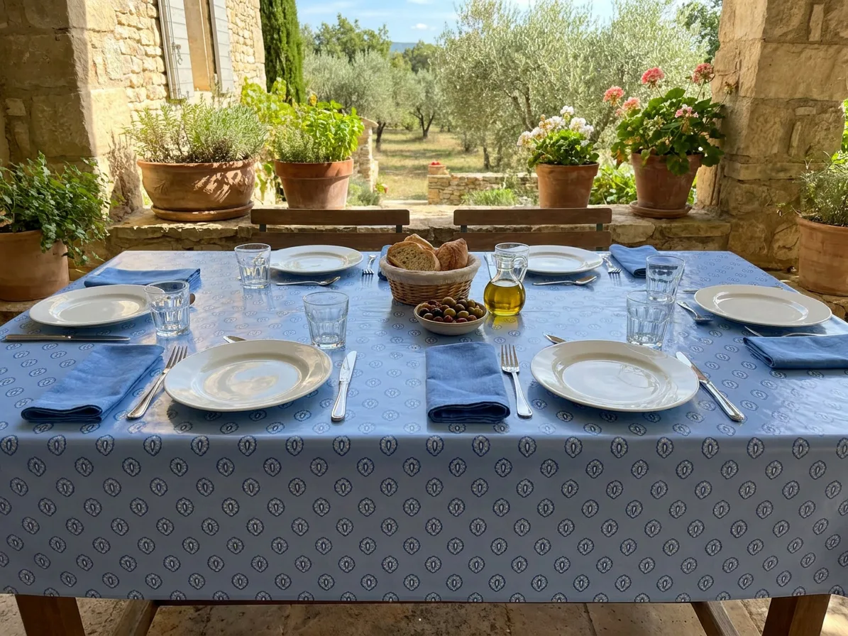 Toile cirée Déco modèle Fayence bleu – Image 2