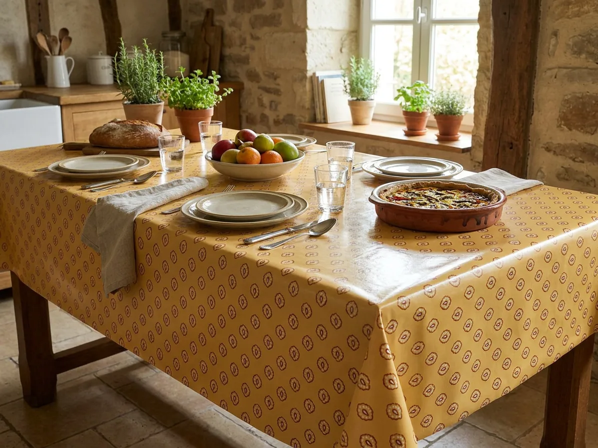 Toile cirée Déco modèle Fayence jaune – Image 2