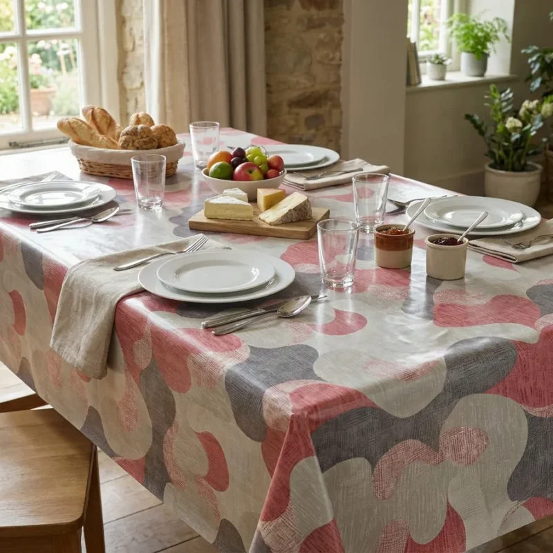 Toile cirée Déco modèle maori rouge