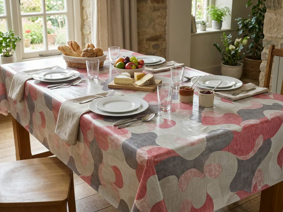 Toile cirée Déco modèle maori rouge