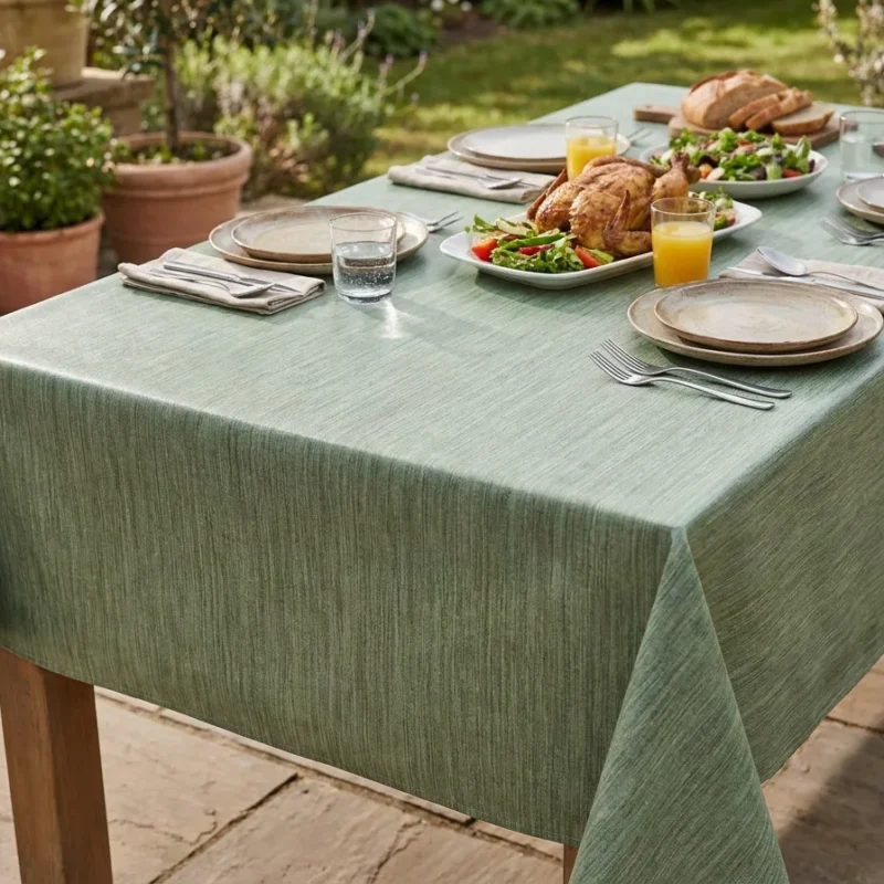Toile cirée Déco modèle Uni façon tissu vert