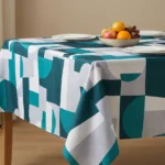 Nappe polyester géométrique Nuance coloris bleu canard – grands aplats graphiques