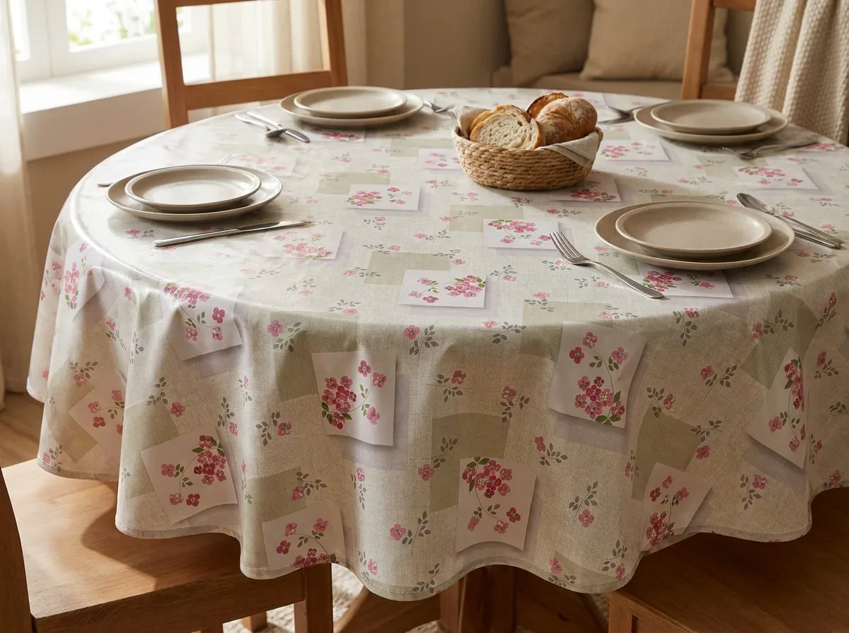 Toile cirée déco beige cerisier – Image 3