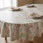 toile cirée déco fleurs de cerisier beige 160 cm