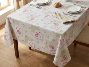 toile cirée déco fleurs de cerisier beige 160 cm