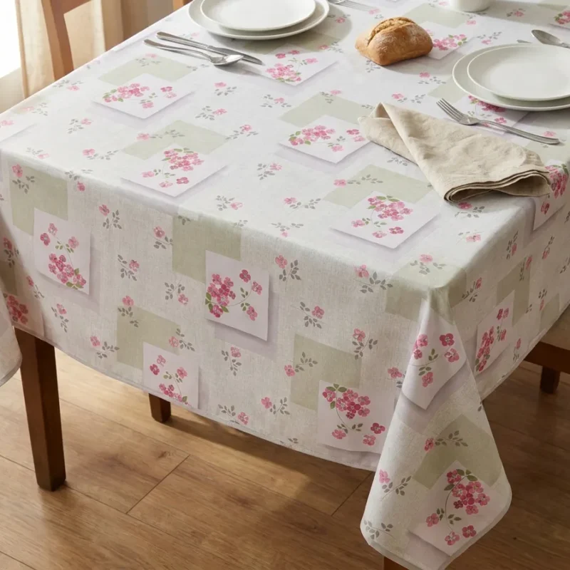 Toile cirée déco beige cerisier