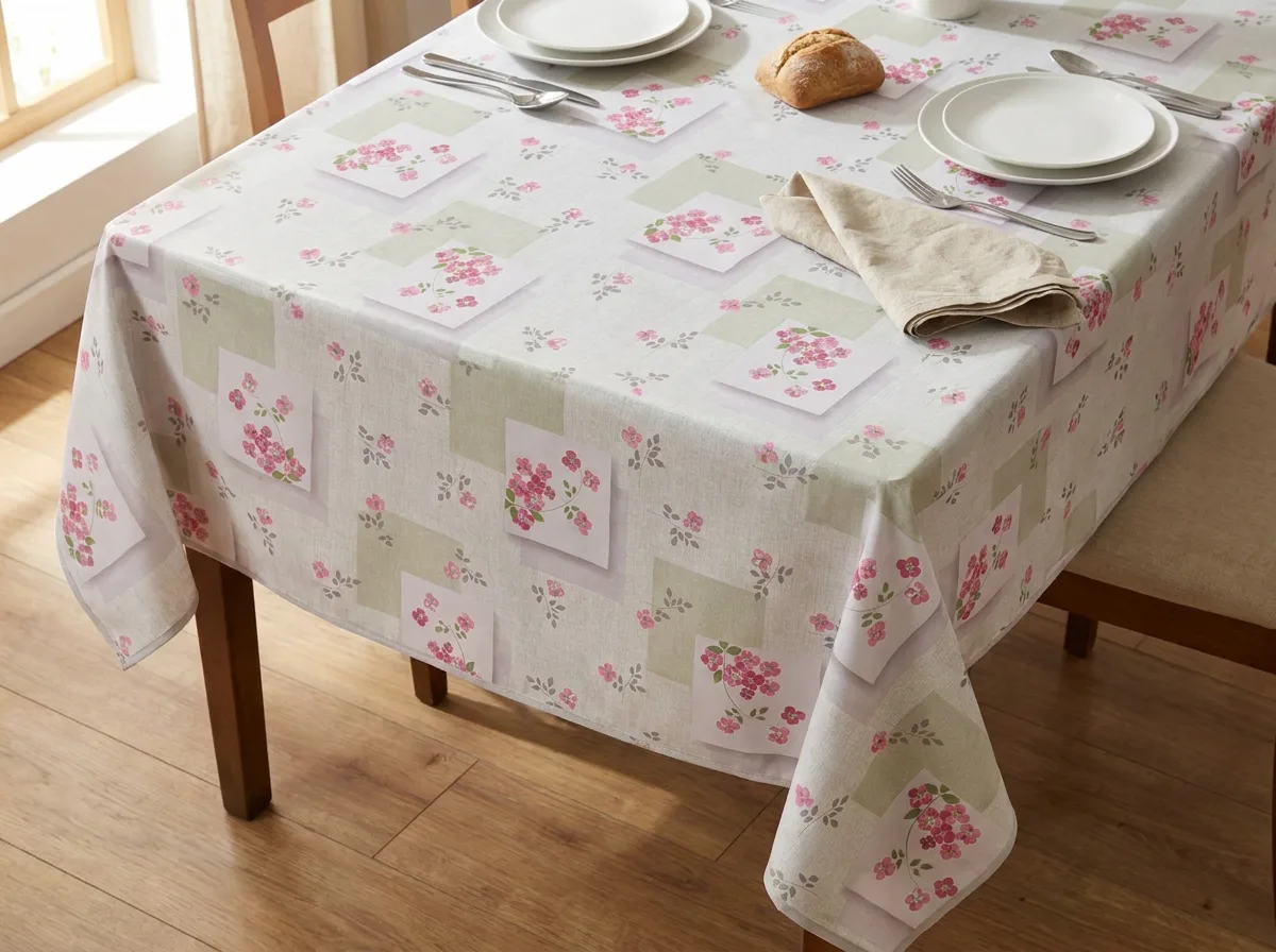 Toile cirée déco beige cerisier