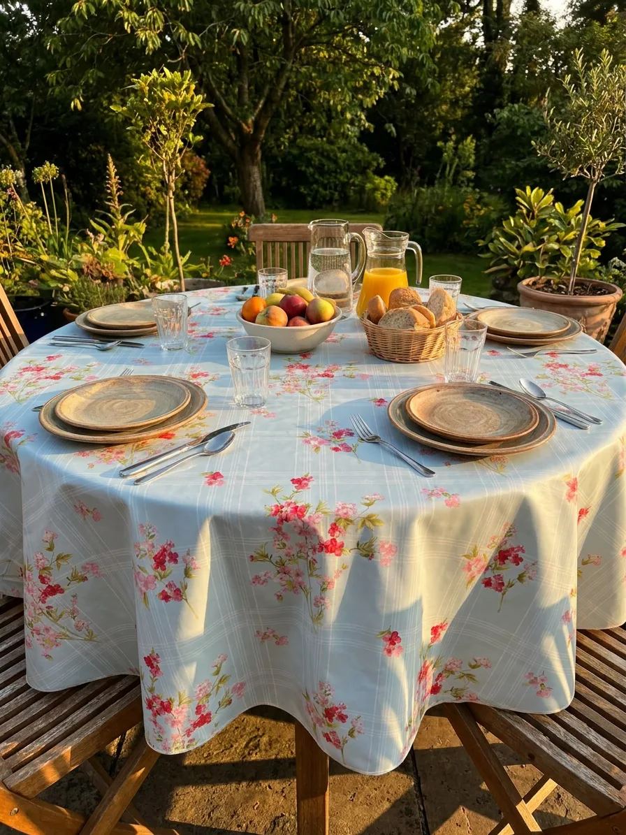 Toile cirée déco bleu cerisier – Image 2