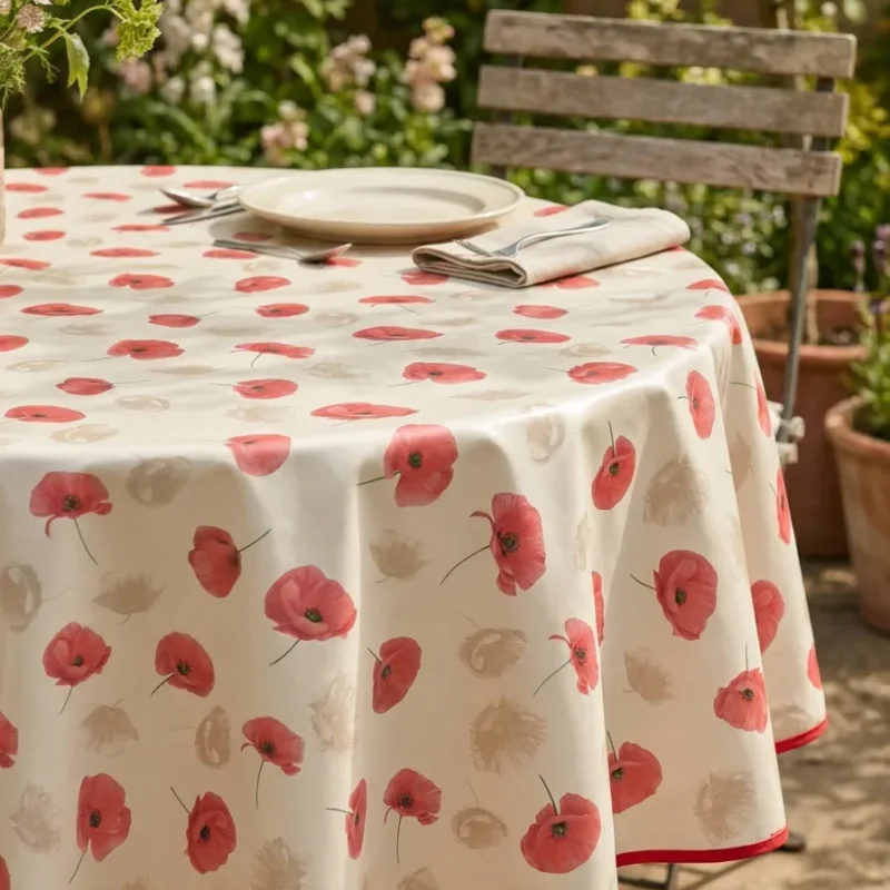 Toile cirée Ronde coquelicot