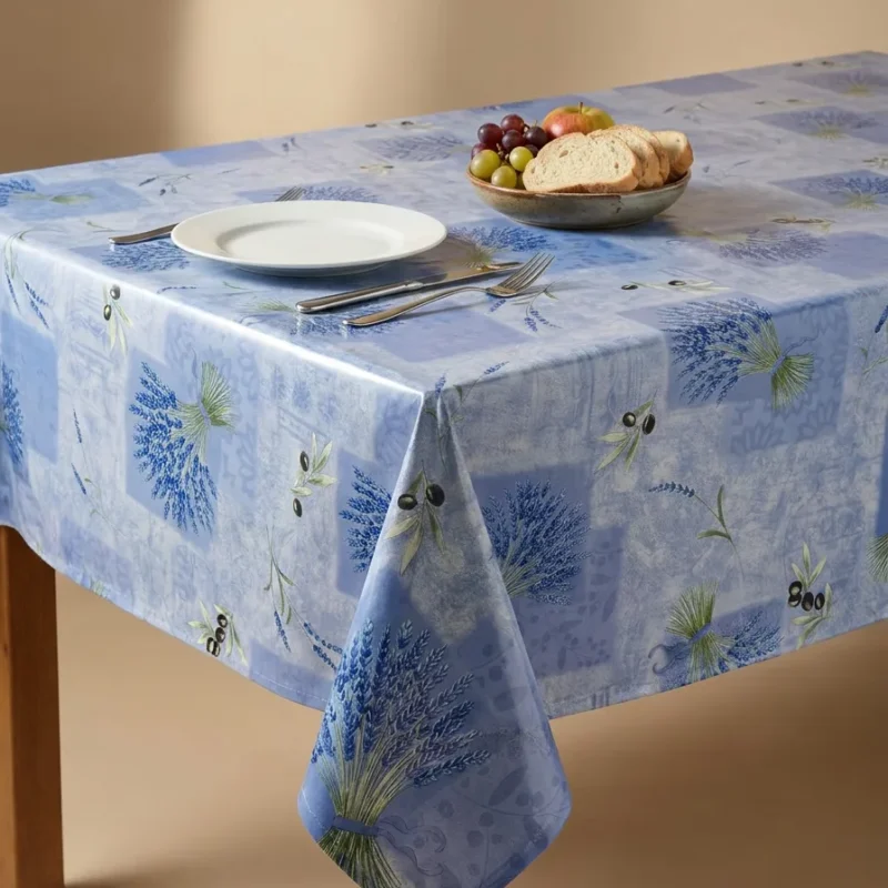 Toile cirée déco Olive bleu