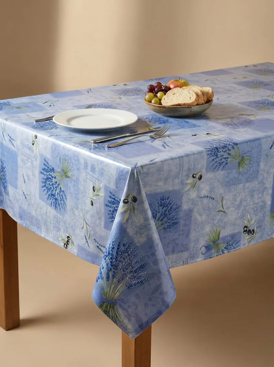 Toile cirée déco Olive bleu