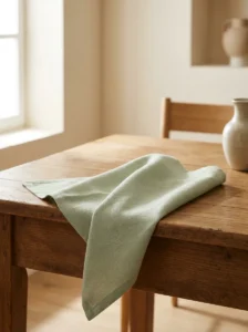 Serviette de table coton vert céladon 44x44 cm lot de 6 – La Ronde des Nappes