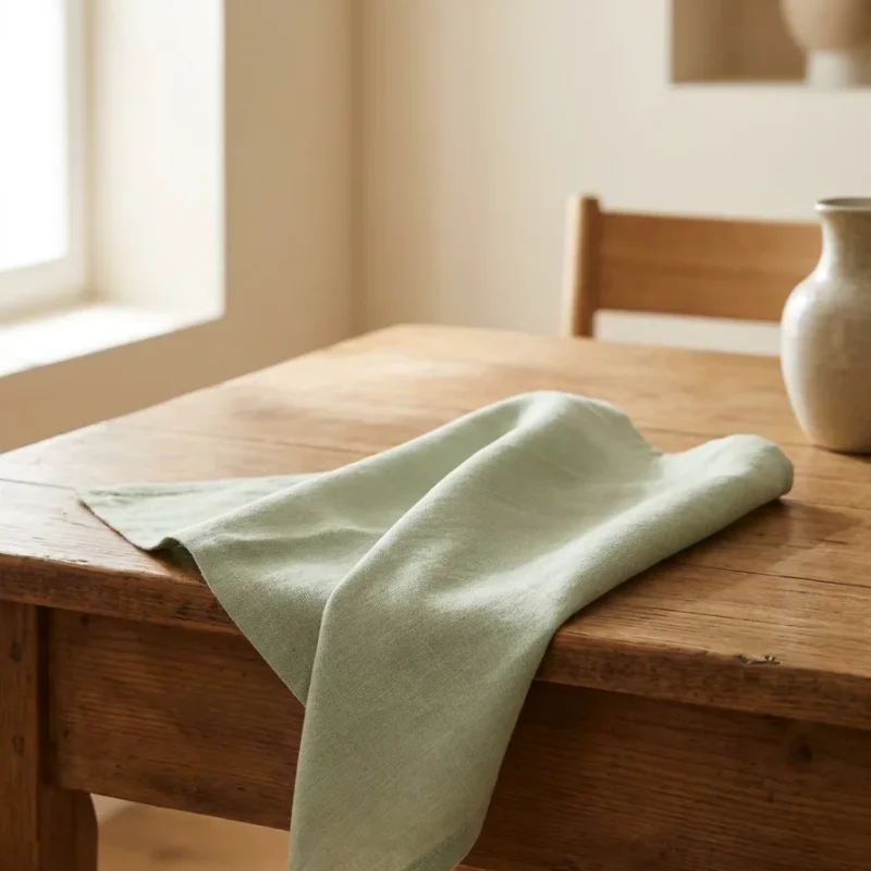 Serviette de table coton vert céladon 44x44 cm lot de 6 – La Ronde des Nappes