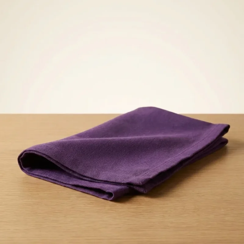Serviette de table coton aubergine 44x44 cm lot de 6 – La Ronde des Nappes