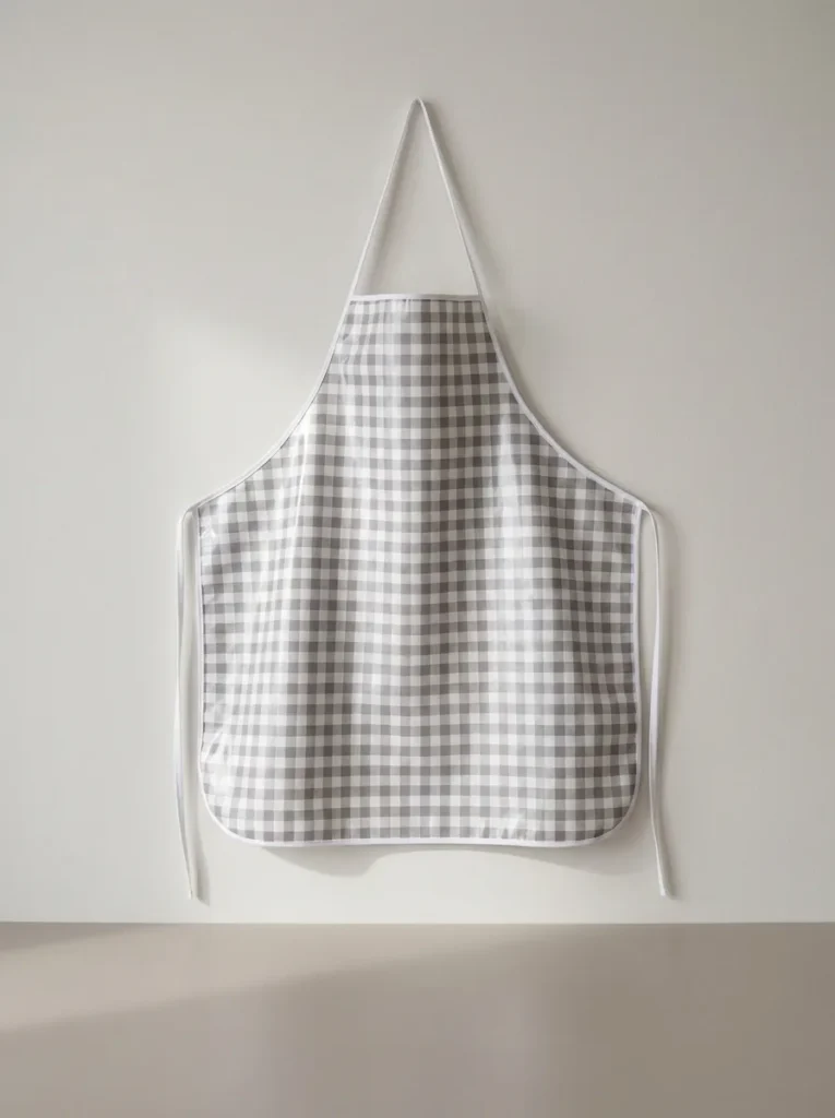Tablier adulte toile cirée motif vichy gris et blanc