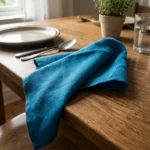 Serviette de table coton bleu paon 44x44 cm lot de 6 – La Ronde des Nappes
