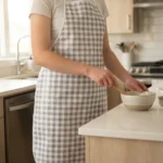 Tablier adulte toile cirée motif vichy gris et blanc