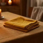 Serviette de table coton jaune curry 44x44 cm lot de 6 – La Ronde des Nappes